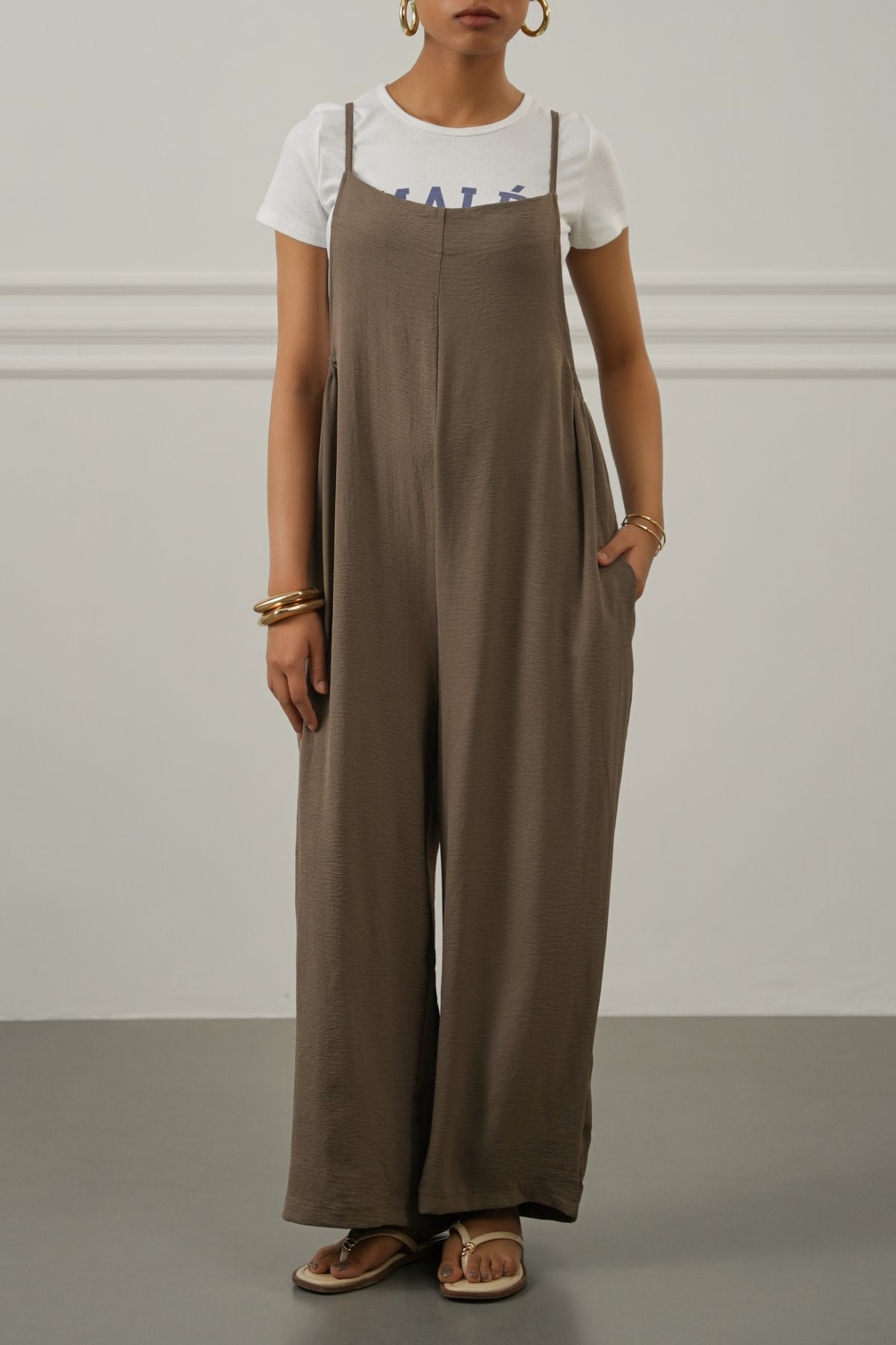 TAUPE EASY STRAP JUMPSUIT
