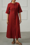 RUST TAILORED PANEL DRESS