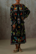 BLACK GREEN APPLE HALTER DRESS