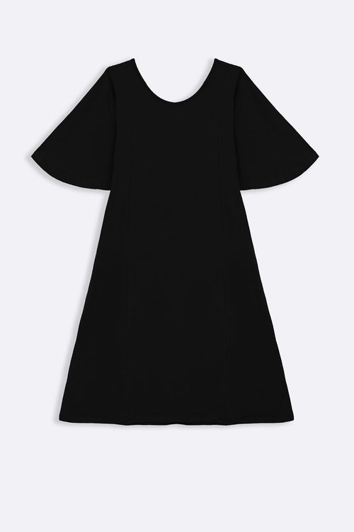 BLACK A-LINE PANELLED DRESS