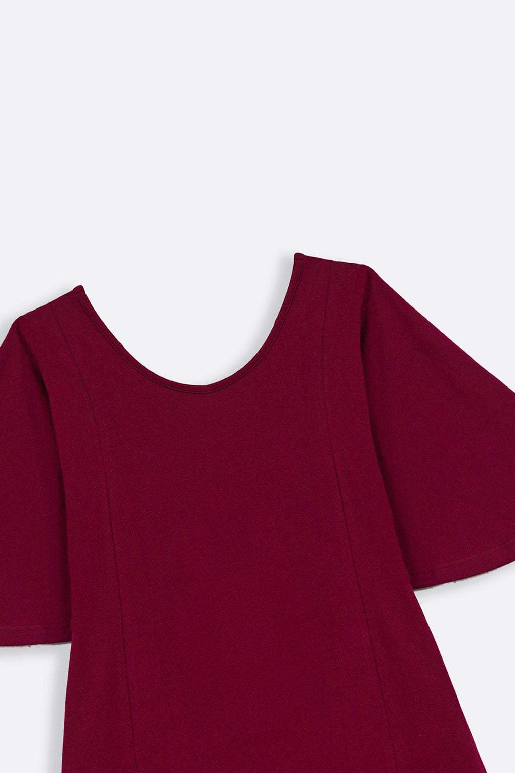 BURGUNDY A-LINE PANELLED DRESS