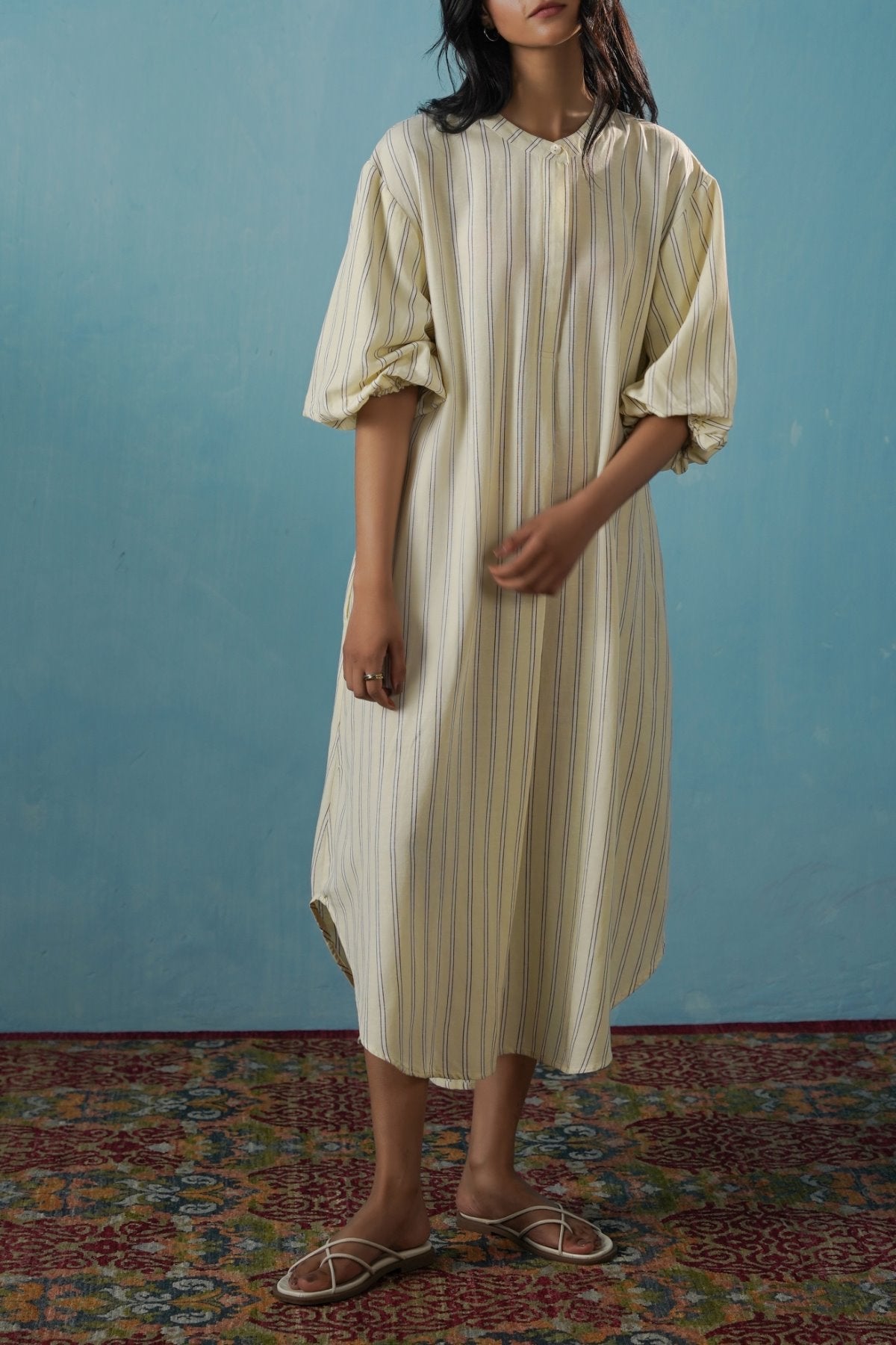 YELLOW LEMON LINE SUMMER DRESS