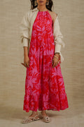 PINK FLORA TIERED DRESS
