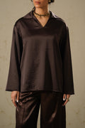 CHOCOLATE SILKY EASY BLOUSE
