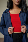 RED SMOCKED TOP