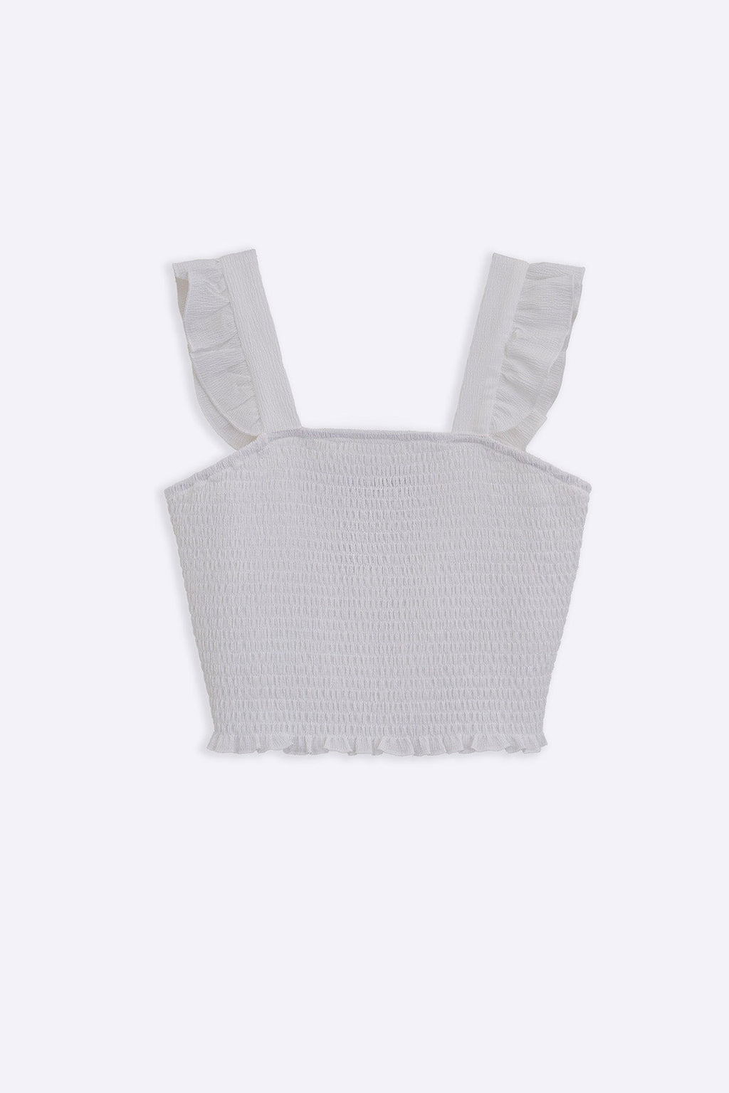 WHITE SMOCKED TOP