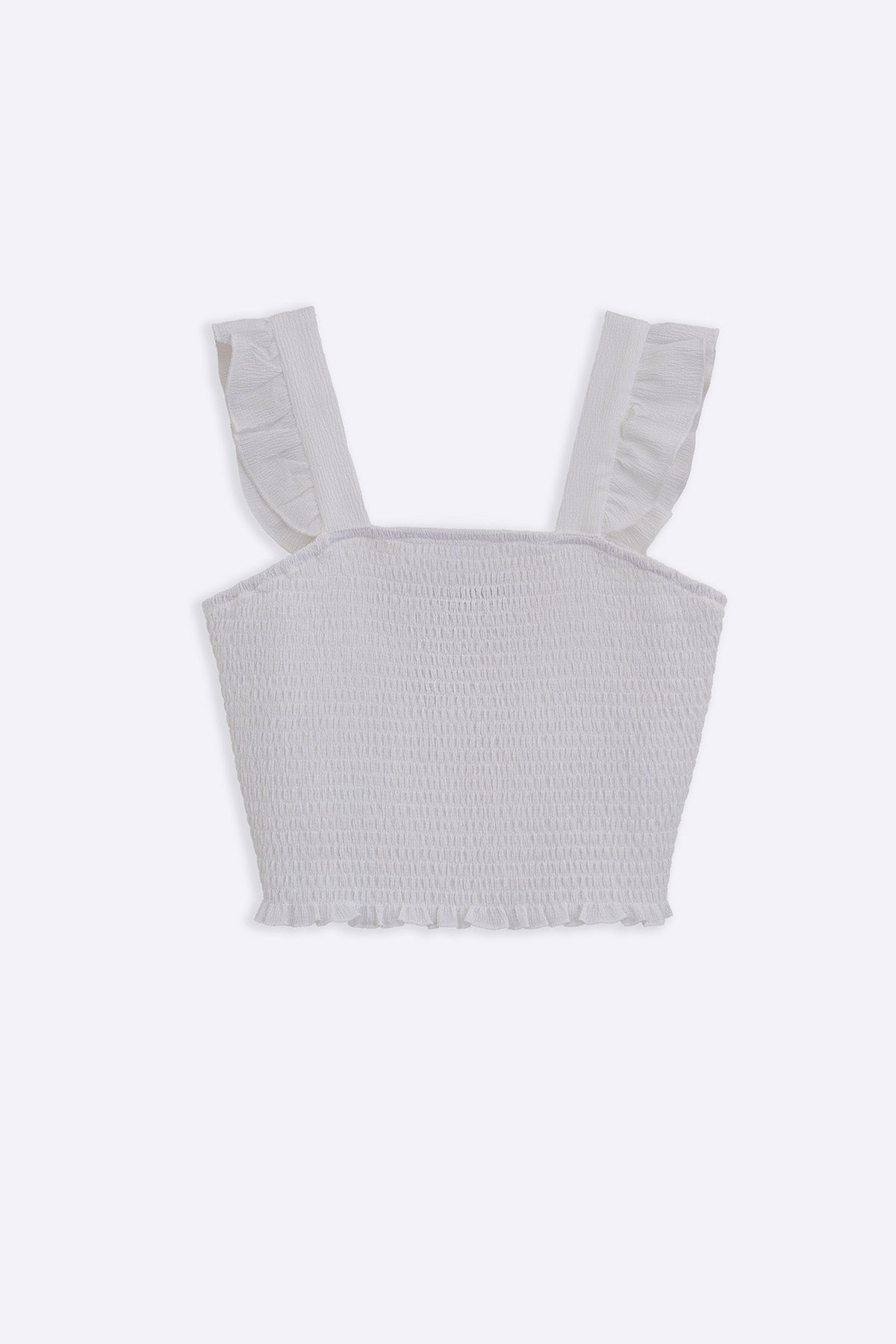 WHITE SMOCKED TOP