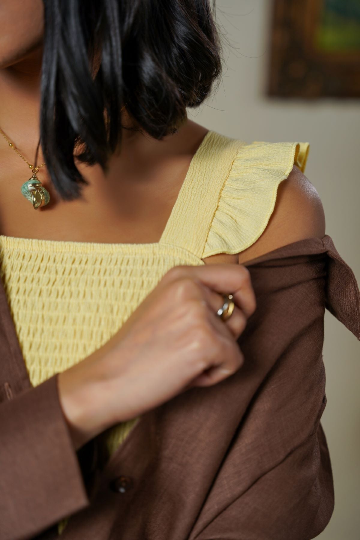 YELLOW SMOCKED TOP