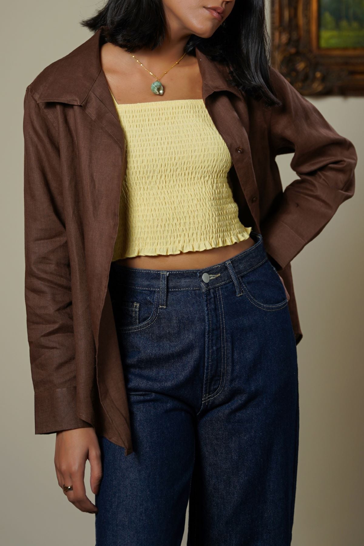 YELLOW SMOCKED TOP