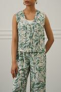 GREEN BAMBOO SMOCKED VEST