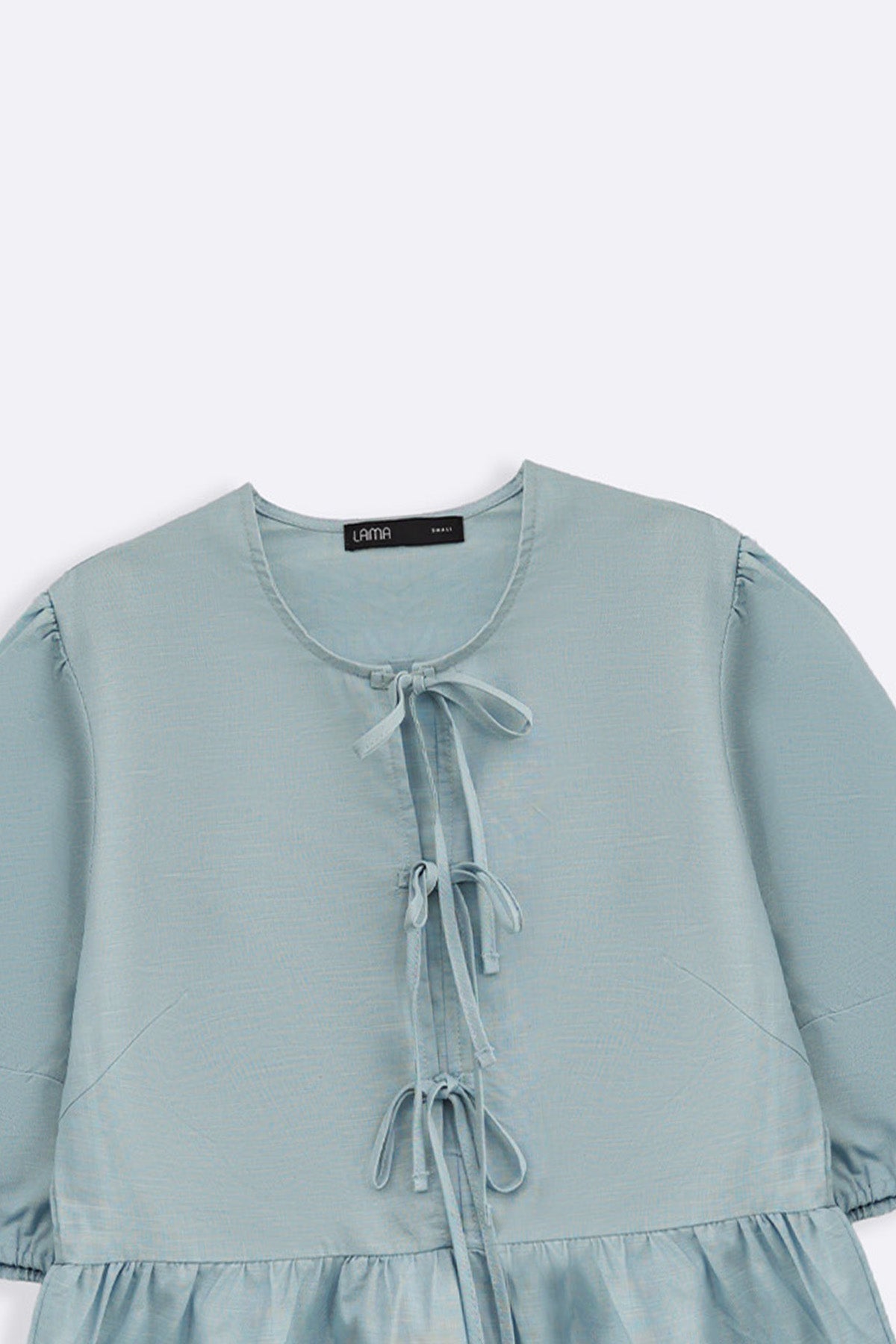 BLUE LINEN COTTON FLOUNCE TOP