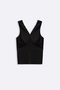 BLACK SOFT KNIT V-NECK TANK