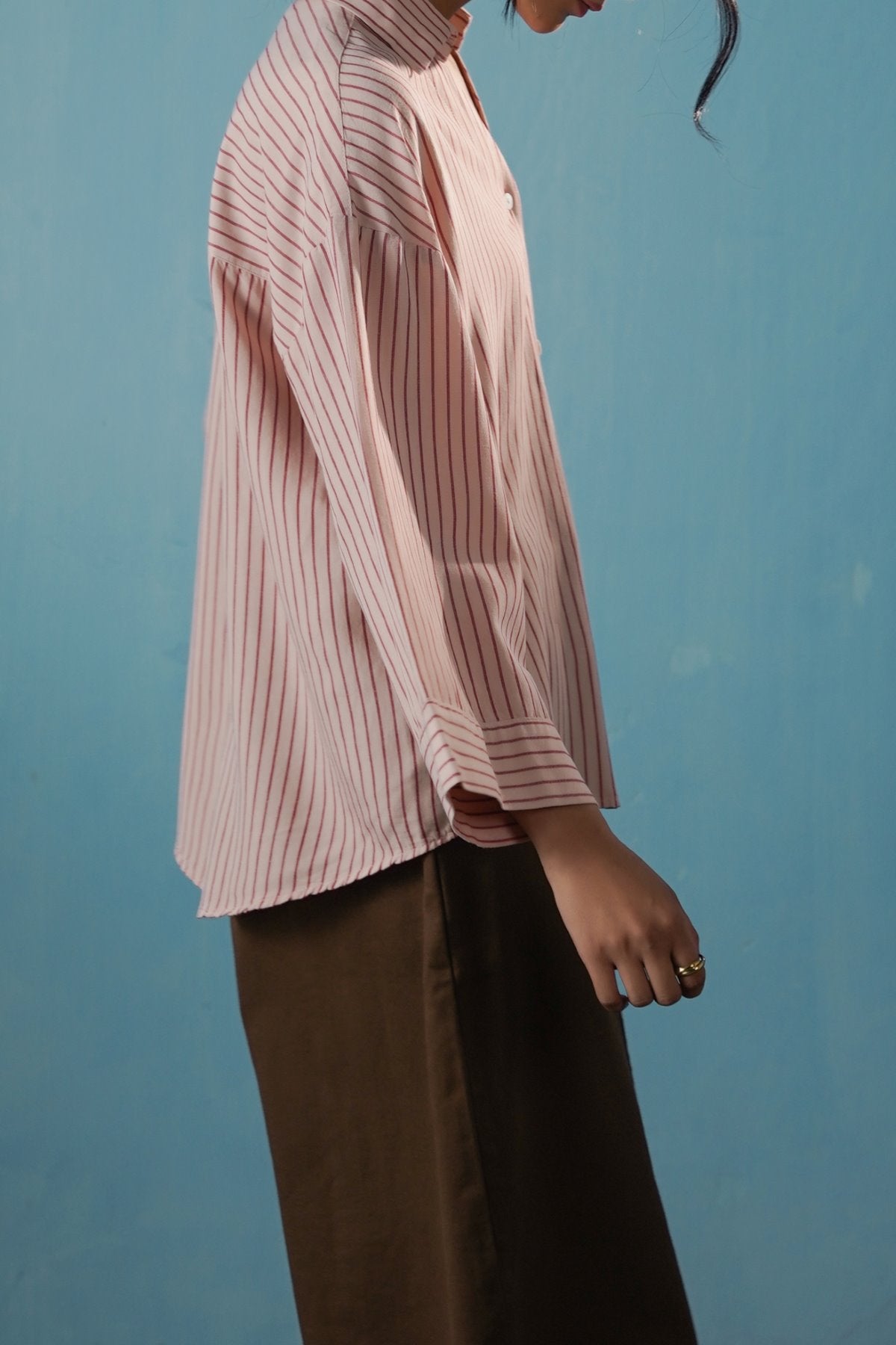 PINK SALMON PINSTRIPE SHIRT