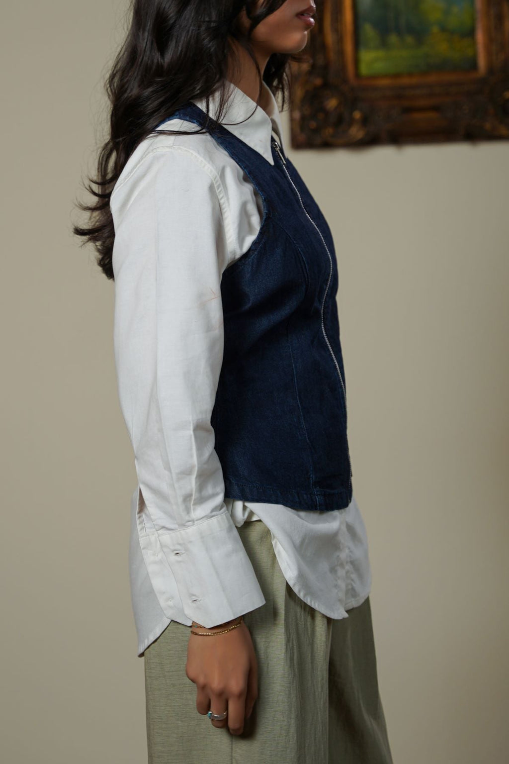 DARK BLUE CORSET DENIM TOP