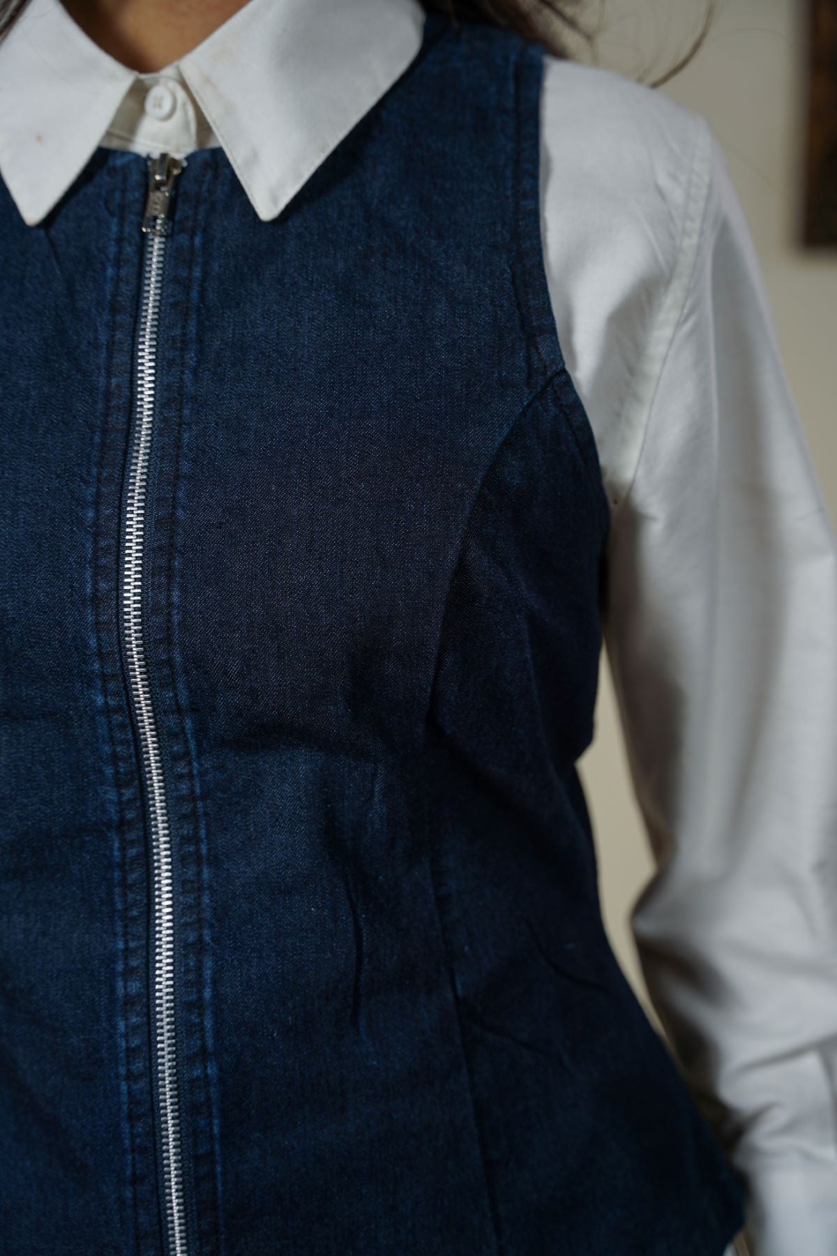 DARK BLUE CORSET DENIM TOP