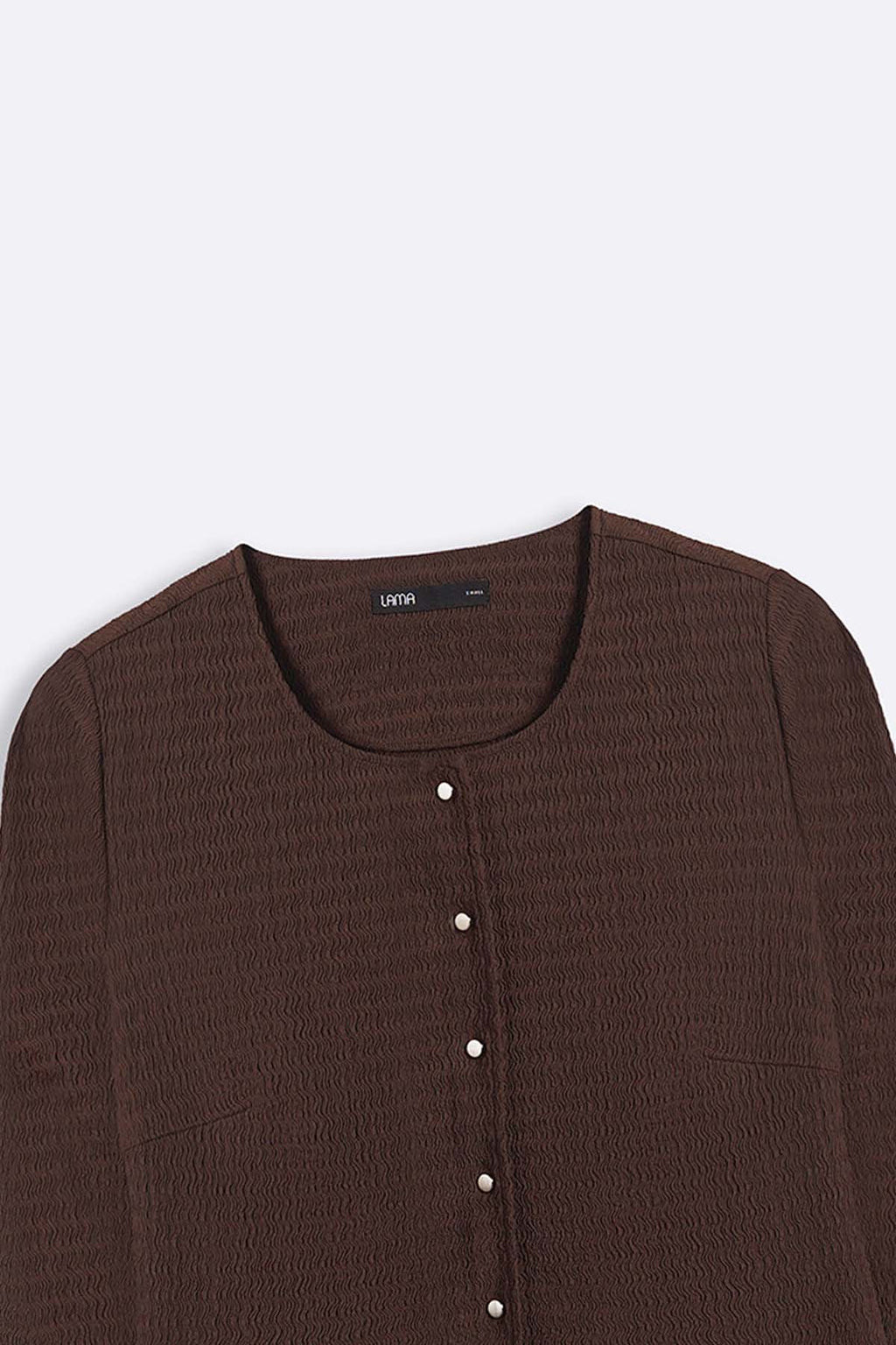 BROWN TEXTURED FITTED SHIRT