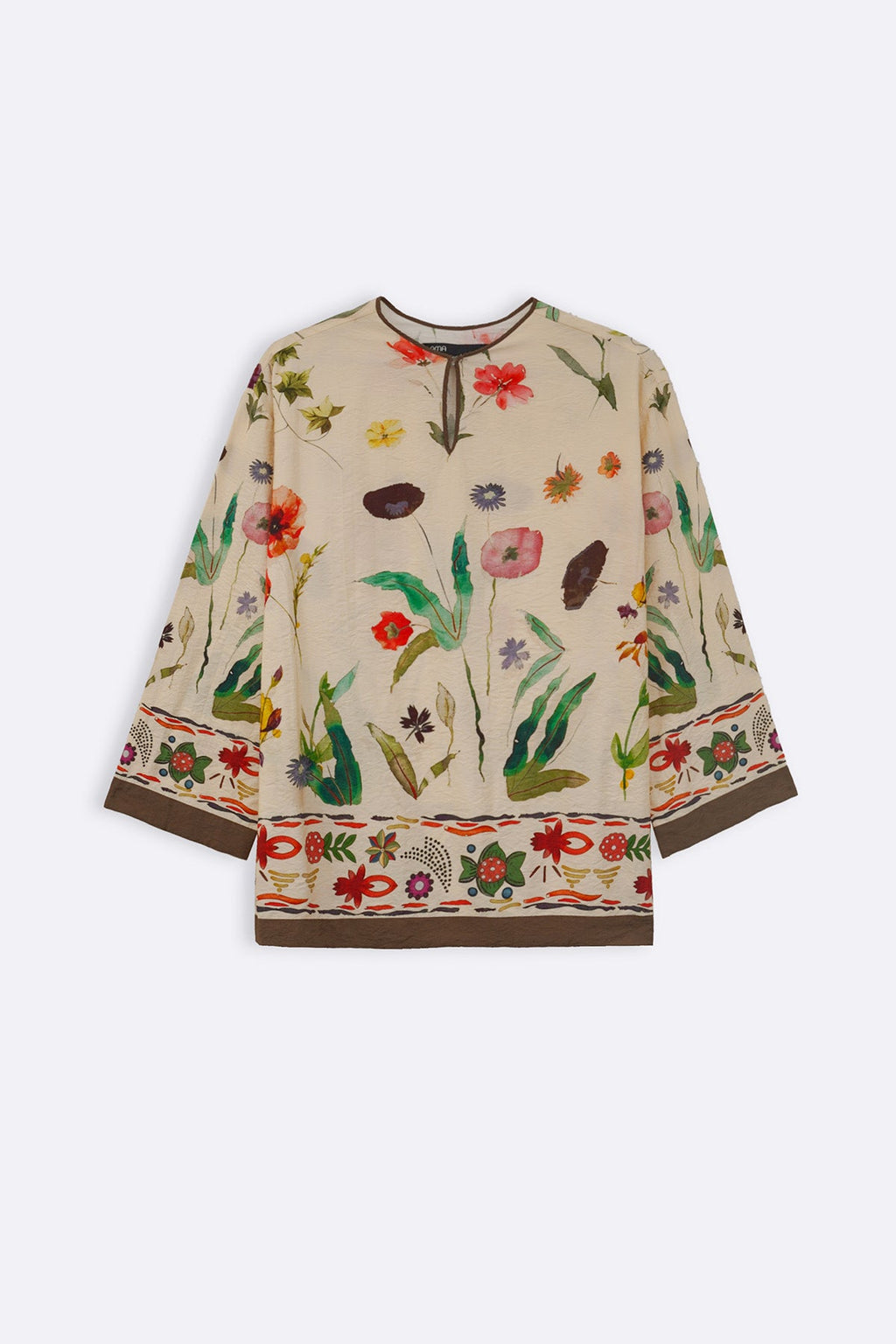 CREAM FERN & POPPY TOP