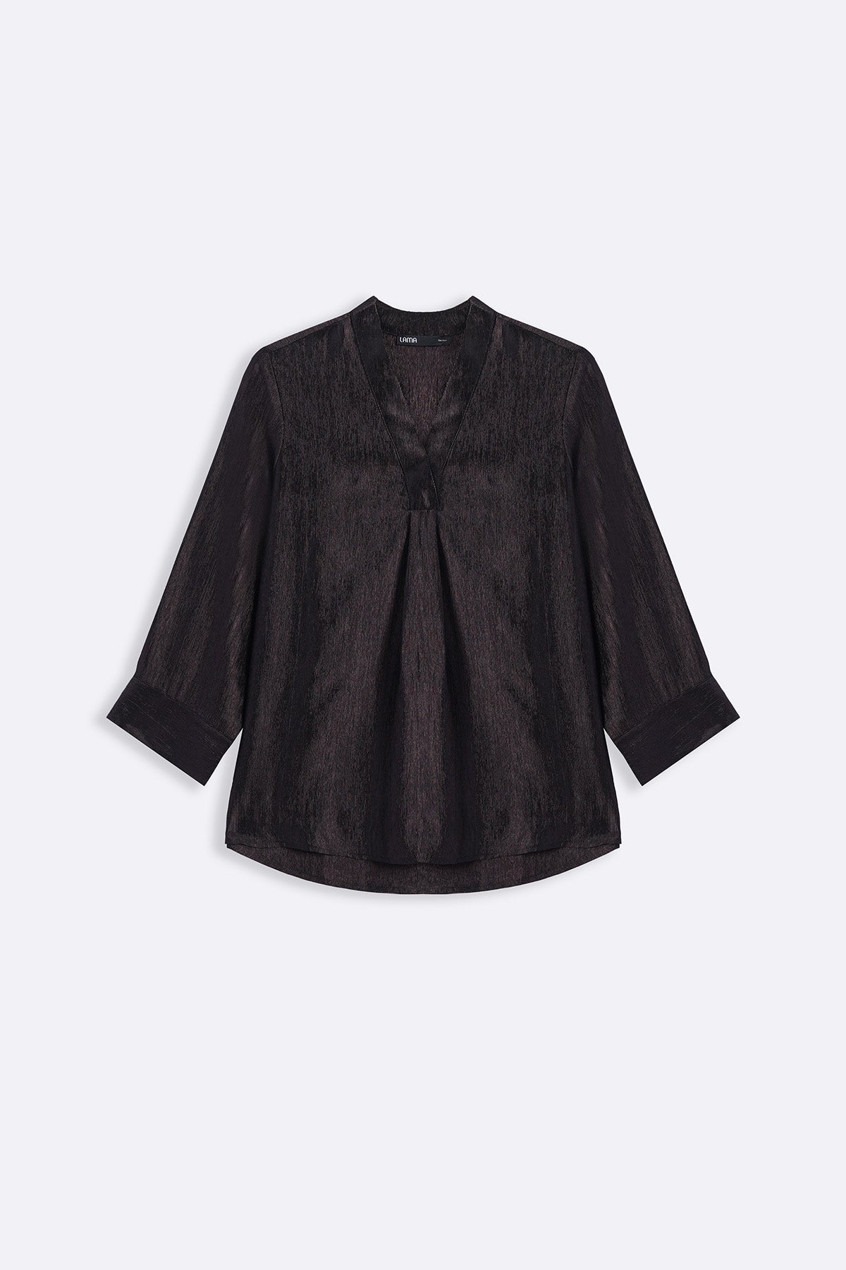 COFFEE TEXTURED FLOWY V NECK TOP