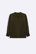 OLIVE SATIN FORMAL BLOUSE