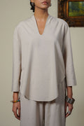 BEIGE DROPLET NECK TOP