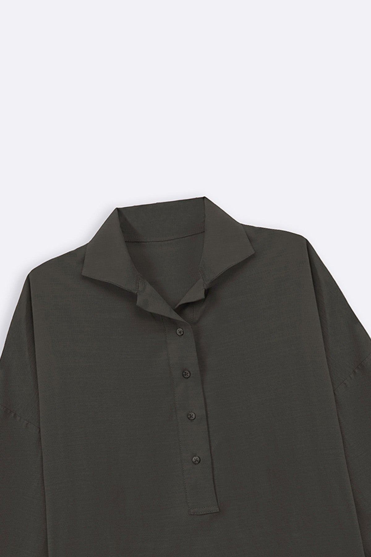 MOUSE GREY HALF-BUTTON SUMMER SHIRT