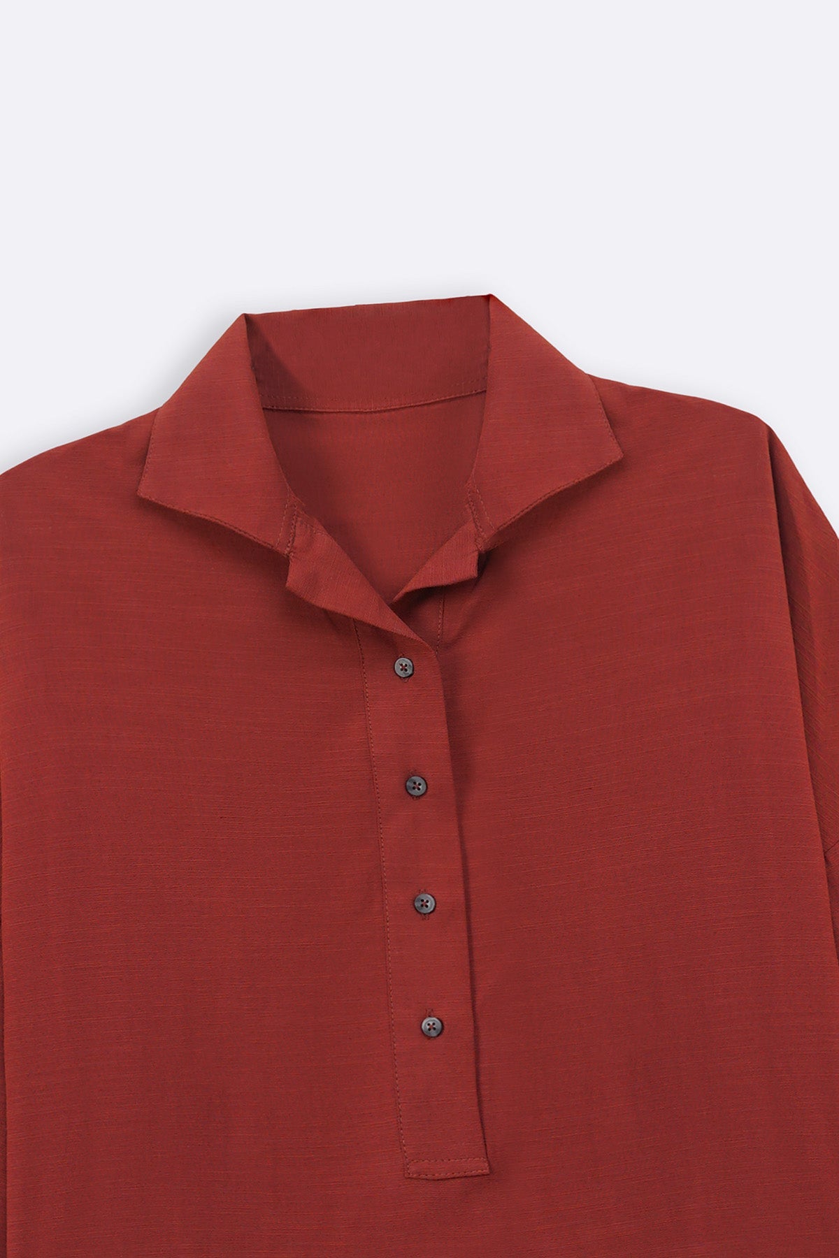 RUST HALF-BUTTON SUMMER SHIRT