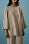 BEIGE EVERYDAY BACK BUTTON BLOUSE