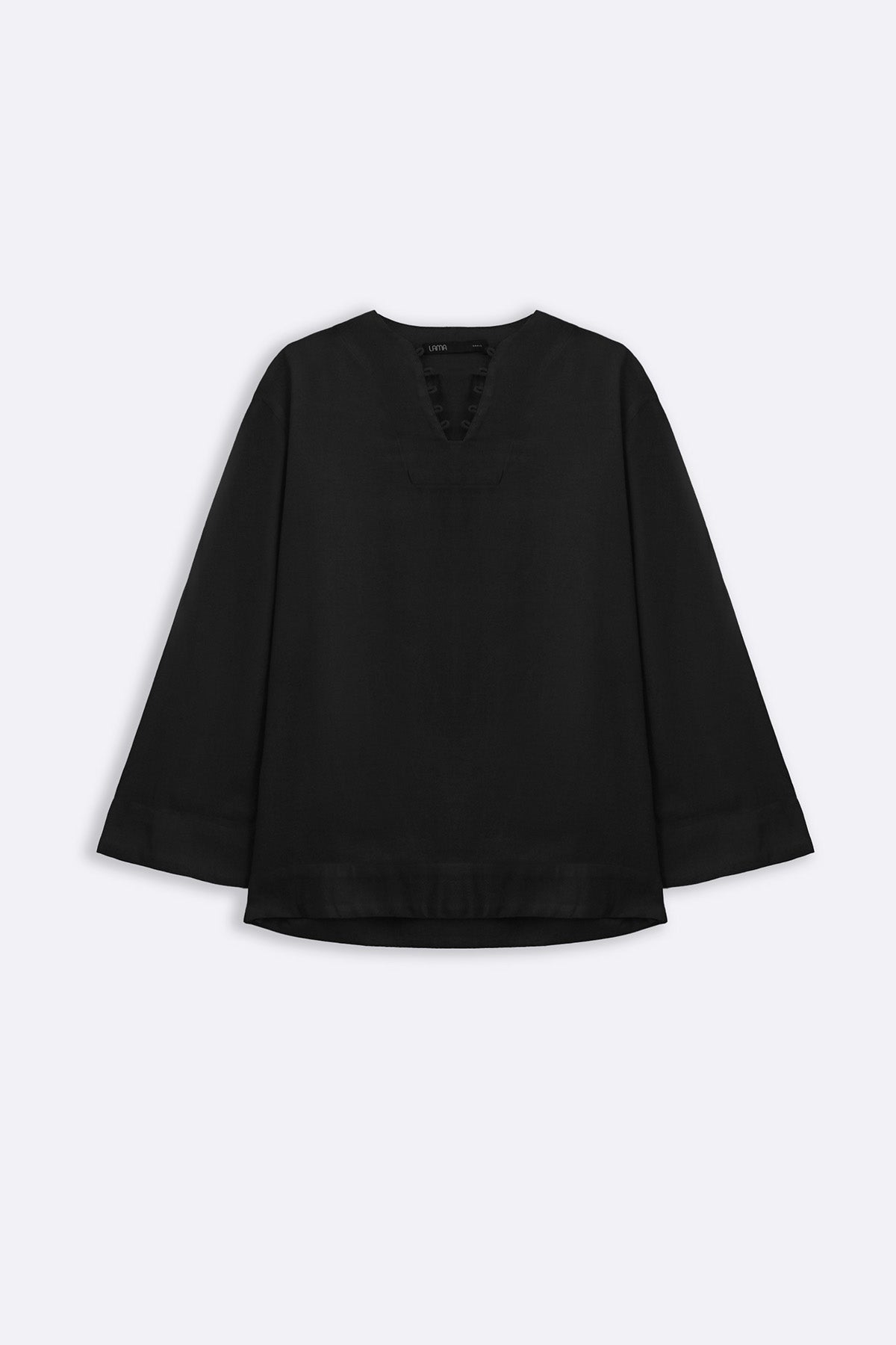 BLACK SLOUCHY V-NECK BLOUSE