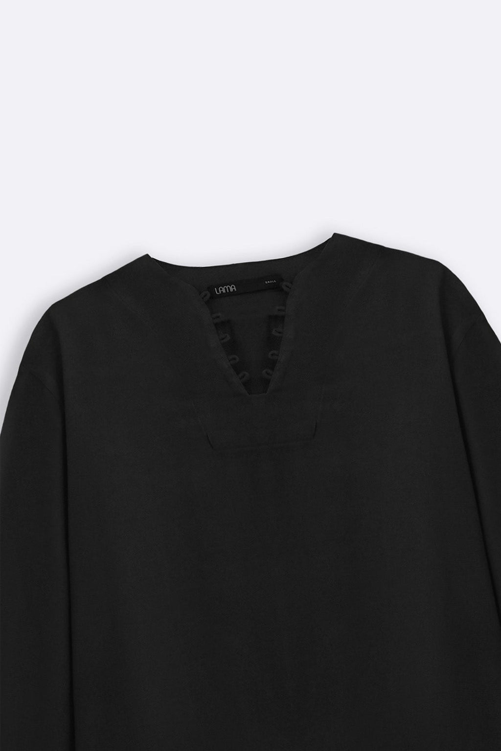 BLACK SLOUCHY V-NECK BLOUSE