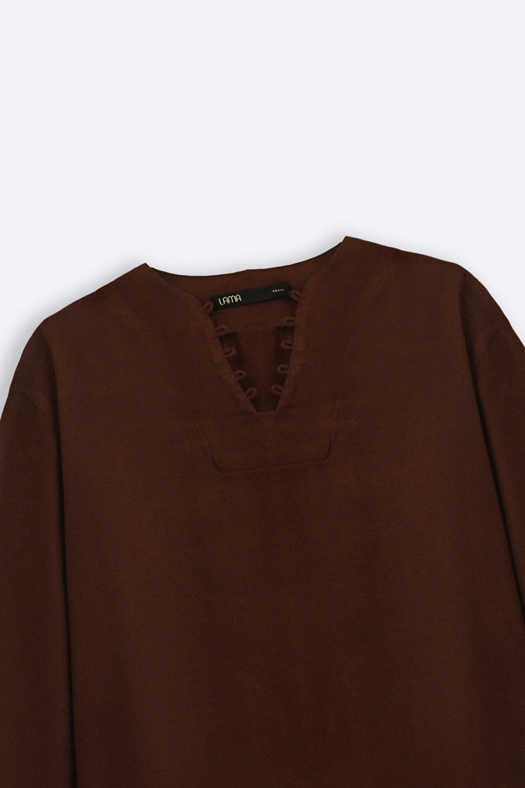 BROWN SLOUCHY V-NECK BLOUSE