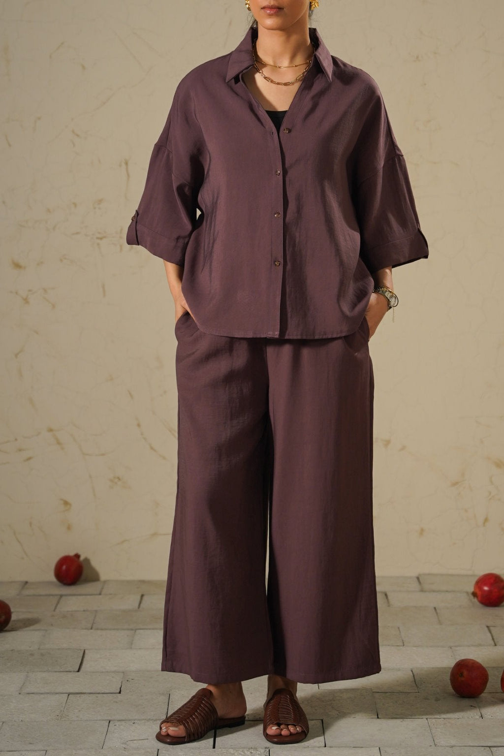 BEETROOT LYOCELL STONEWASH SHIRT