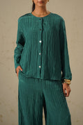 TURQUOISE LIGHTWEIGHT CRINKLE TOP