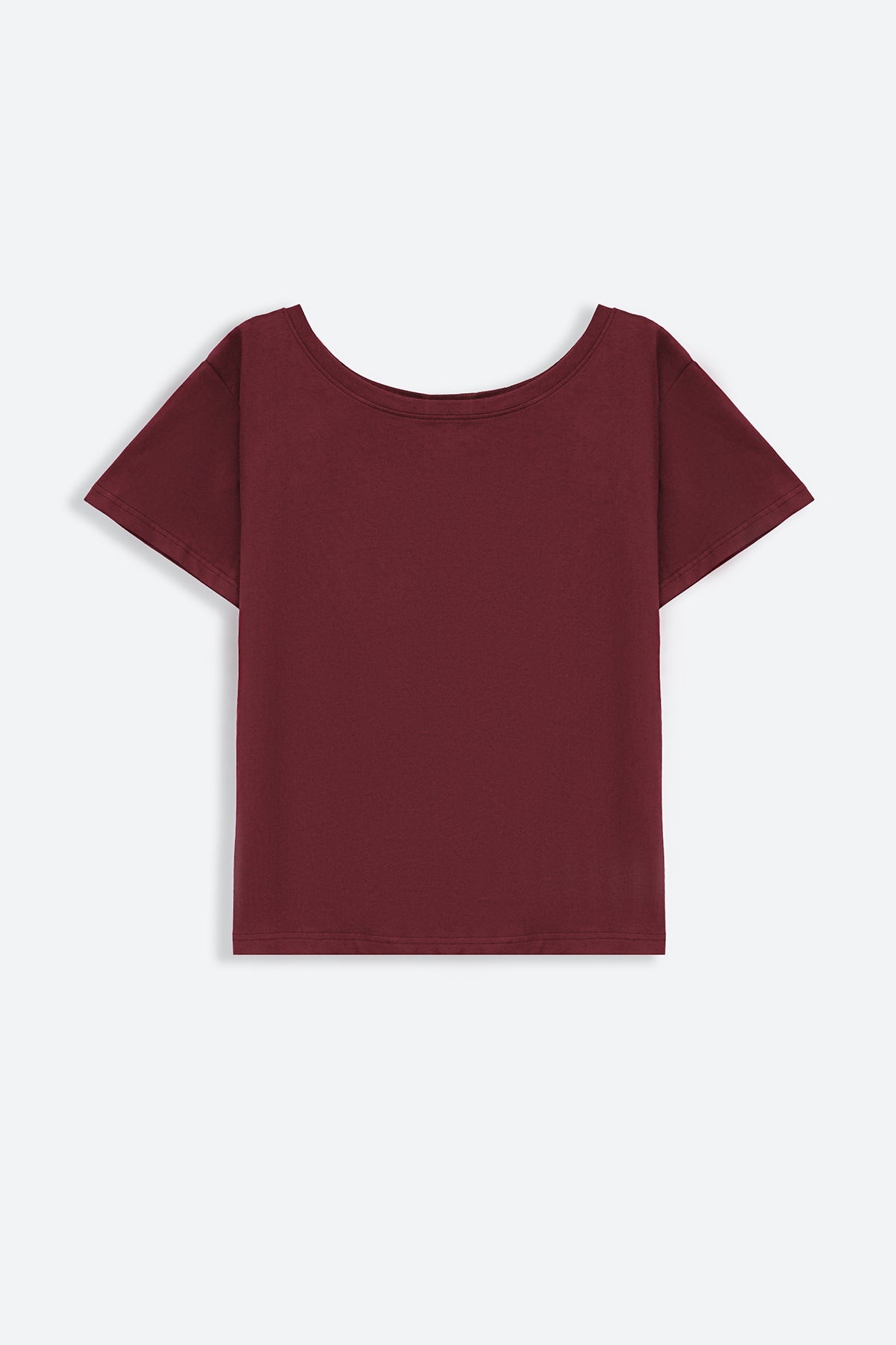 MAROON OFF SHOULDER PLAIN TEE