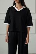 BLACK VINTAGE CONTRAST POLO