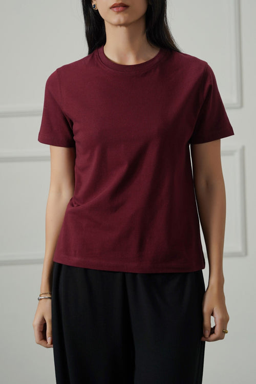 MAROON CASUAL EVERYDAY TEE