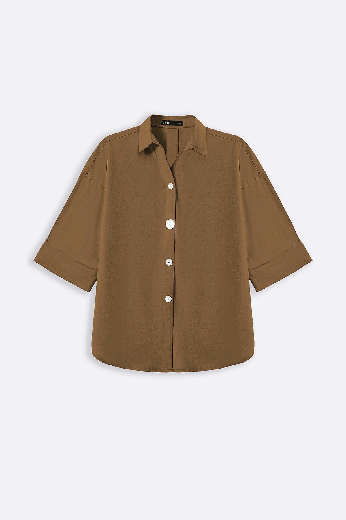 BROWN LYOCELL LINEN BUTTON SHIRT