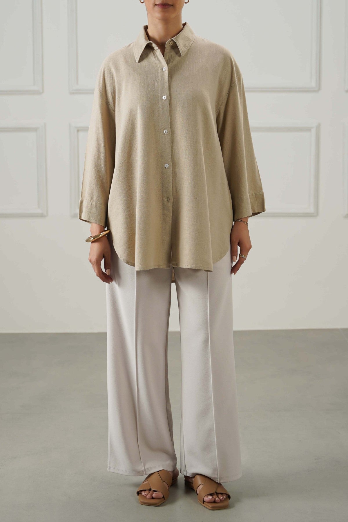BEIGE EVERYDAY LINEN BLEND SHIRT