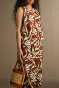 BROWN WHITE TROPIC FLOW TOP