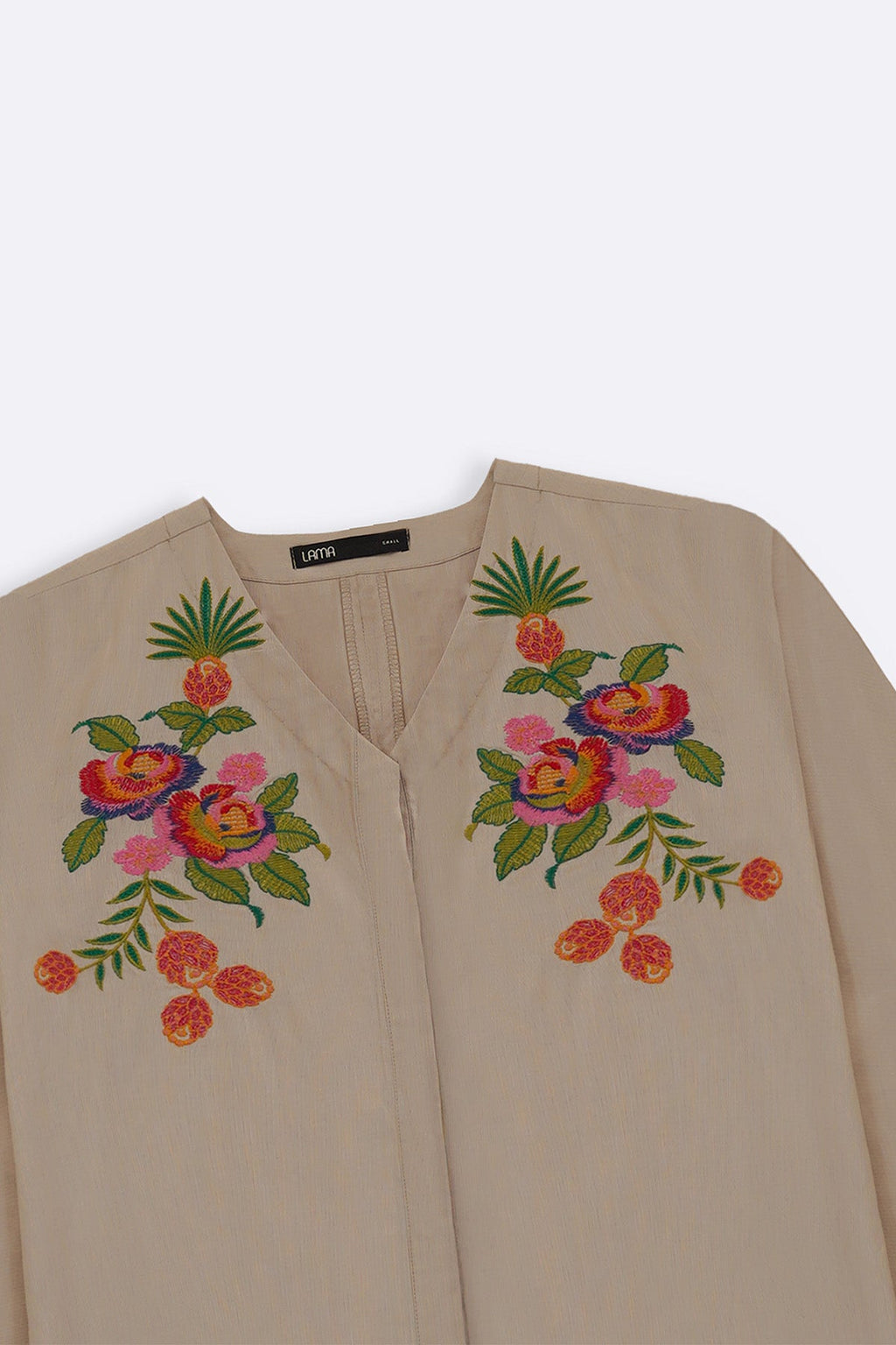BEIGE TROPICAL ESCAPE BRODERIE SHIRT