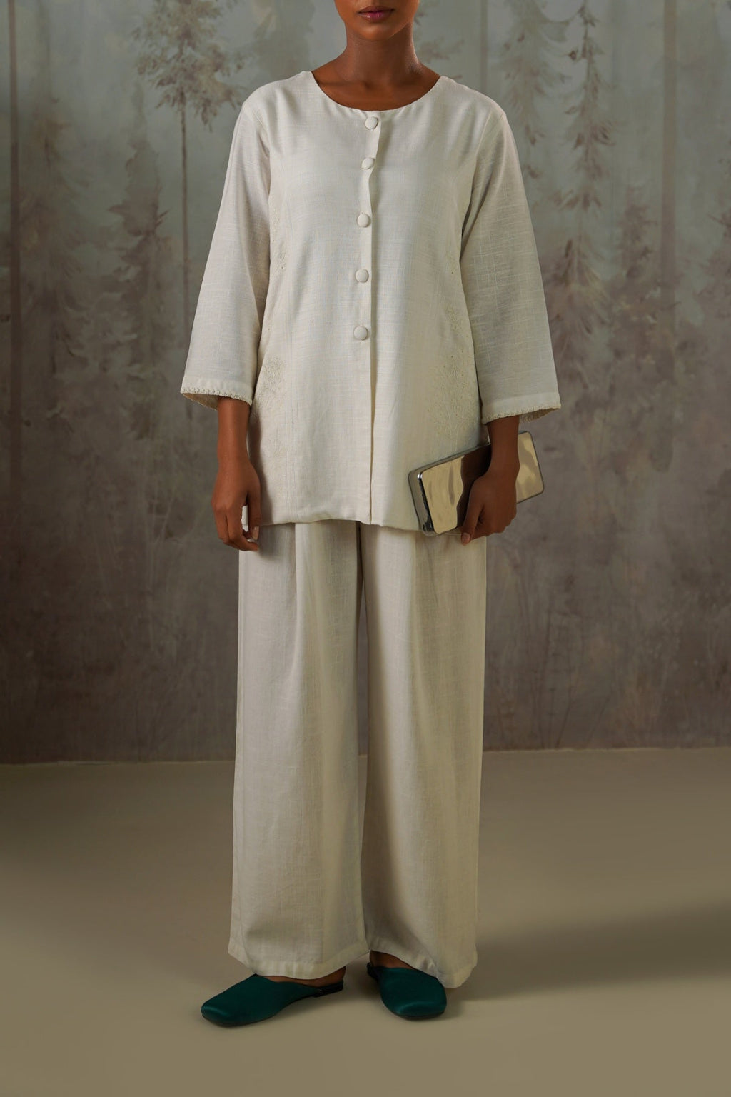 OFF WHITE ARTISAN LINEN-COTTON TUNIC