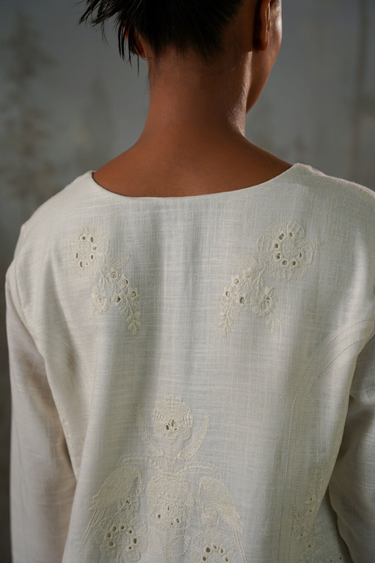 OFF WHITE ARTISAN LINEN-COTTON TUNIC