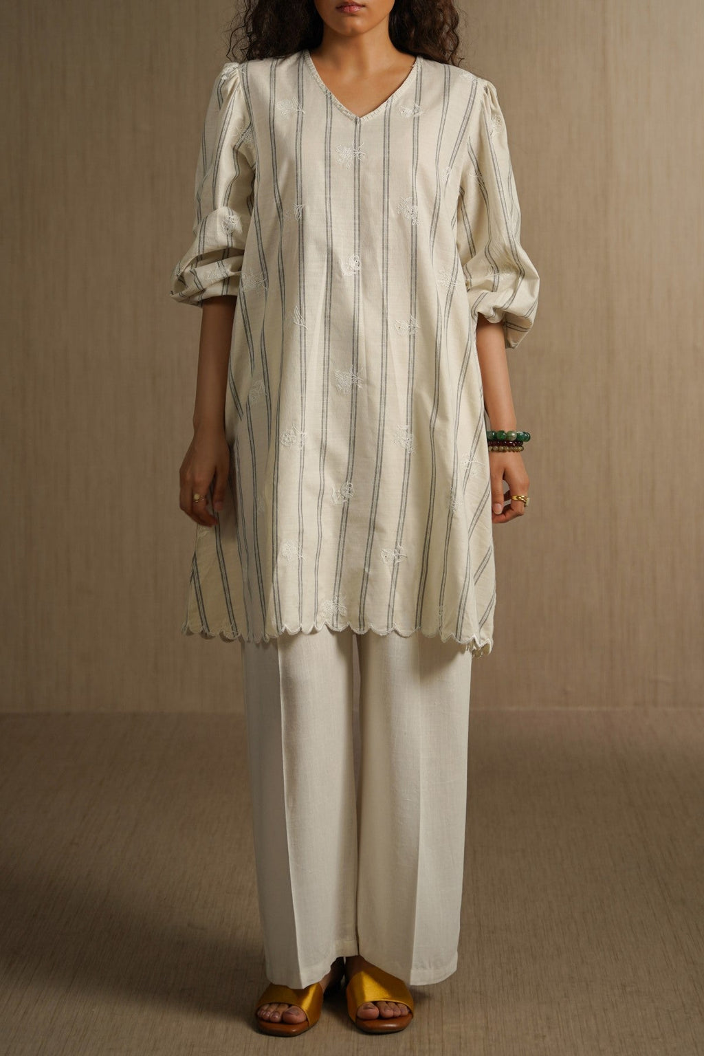 OFF WHITE COASTAL STRIPED TUNIC