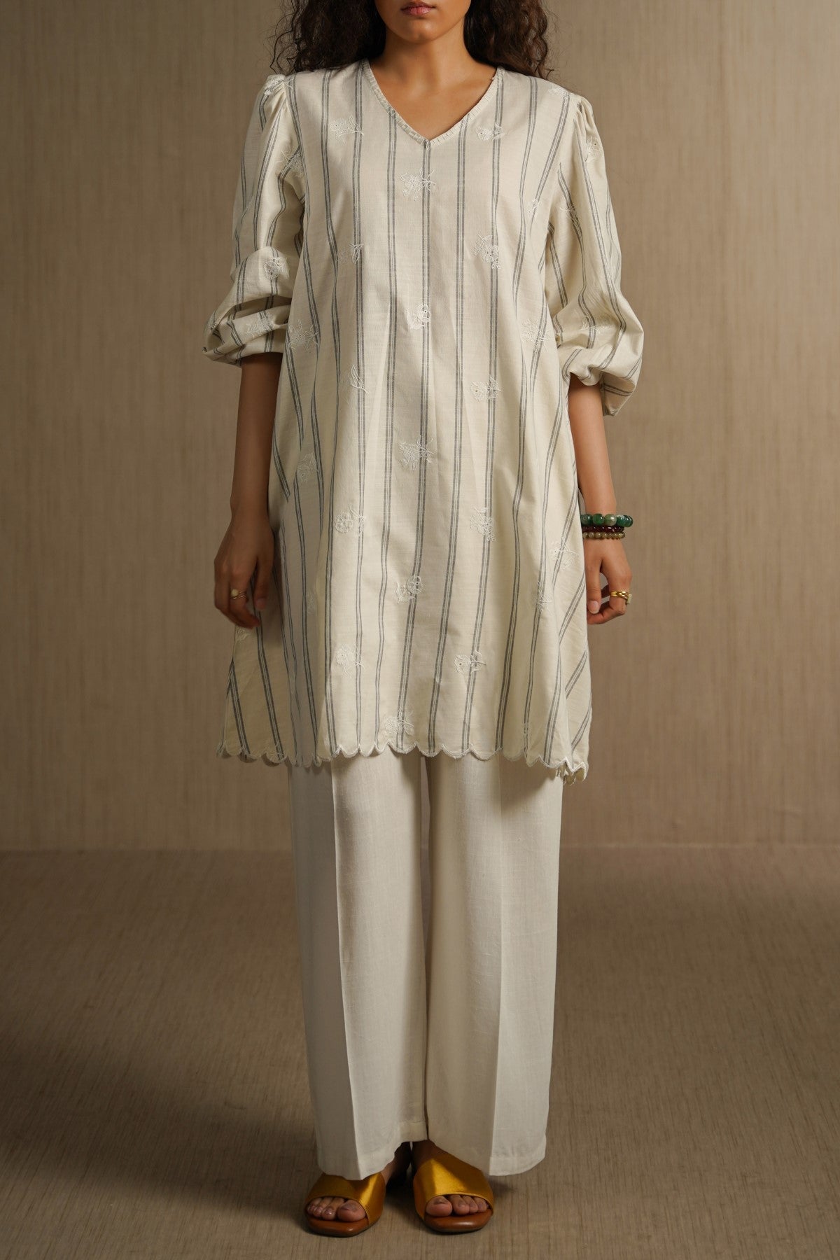 OFF WHITE COASTAL STRIPED TUNIC