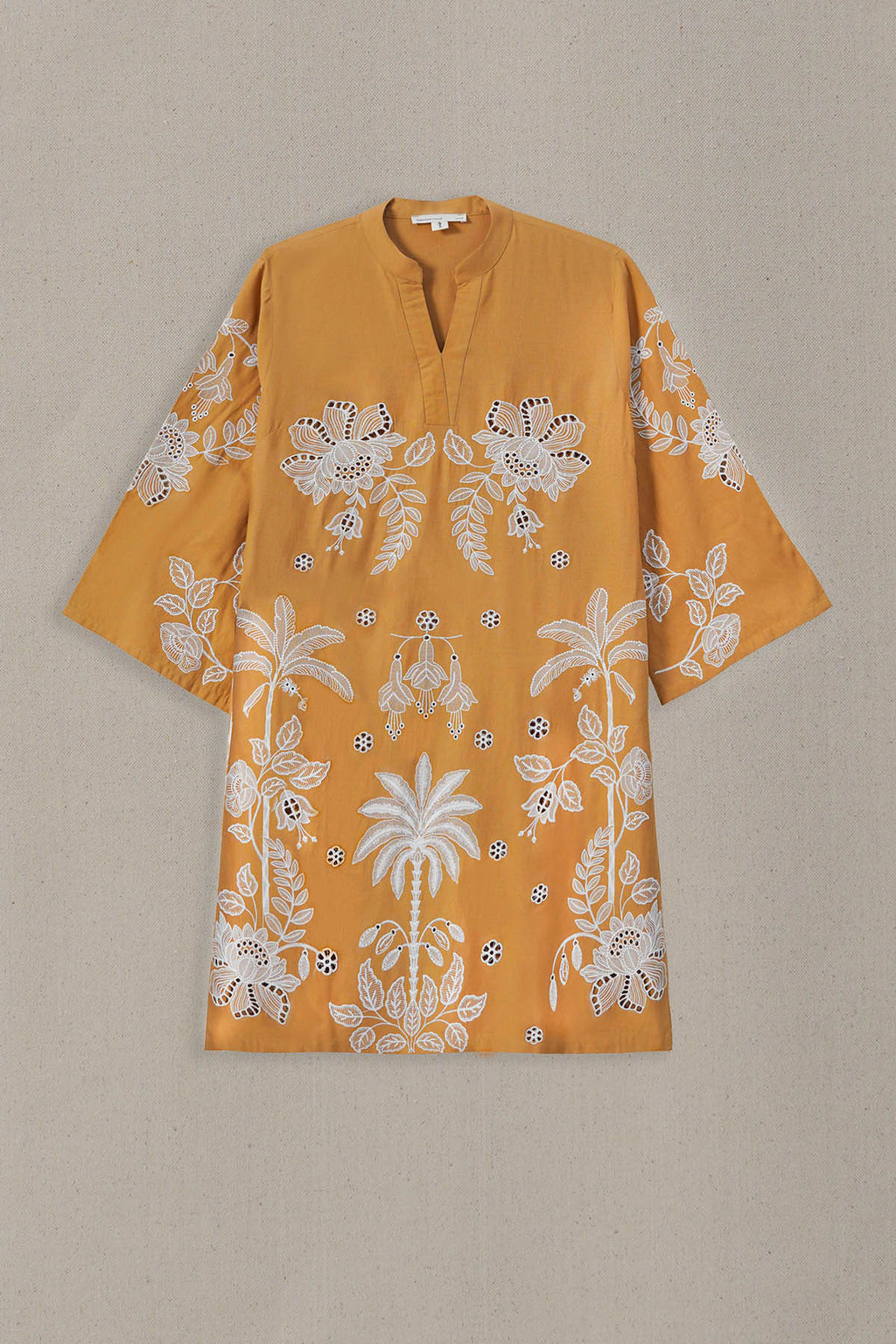 MUSTARD OCHRE BLOOM EMBROIDERED TUNIC