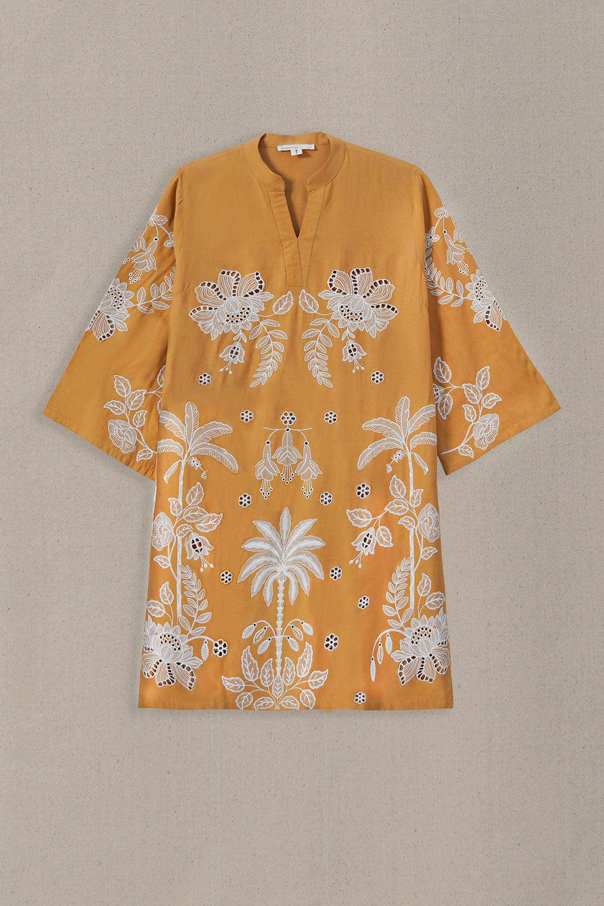 MUSTARD OCHRE BLOOM EMBROIDERED TUNIC