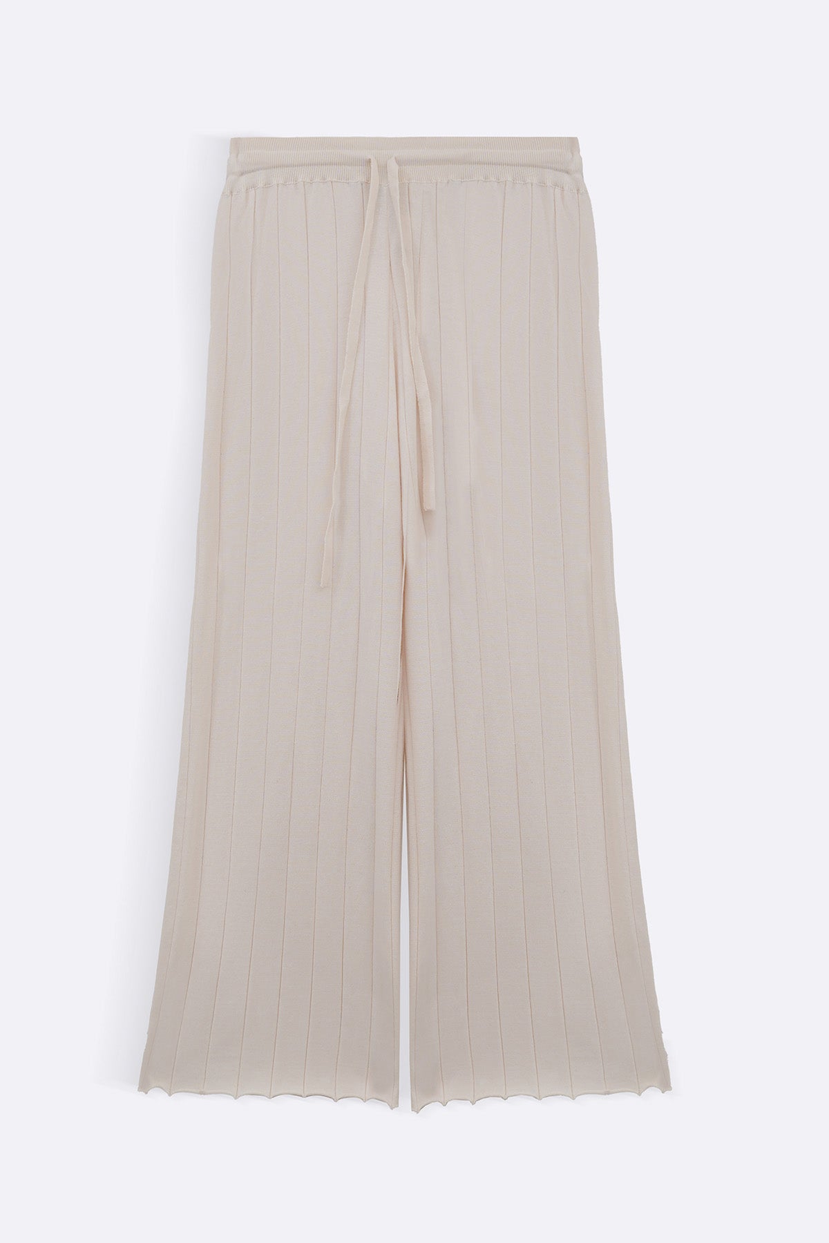 OAT WHITE RIB-KNIT STRAIGHT PANTS