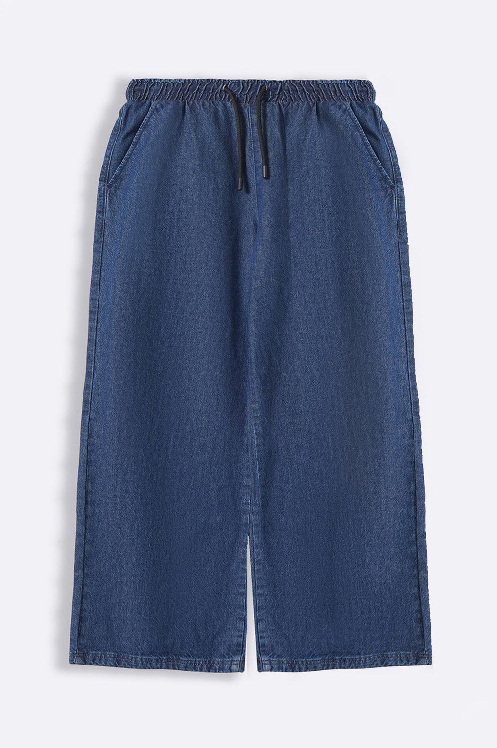 DARK BLUE CURVE STRETCHY WAIST WIDE JEANS