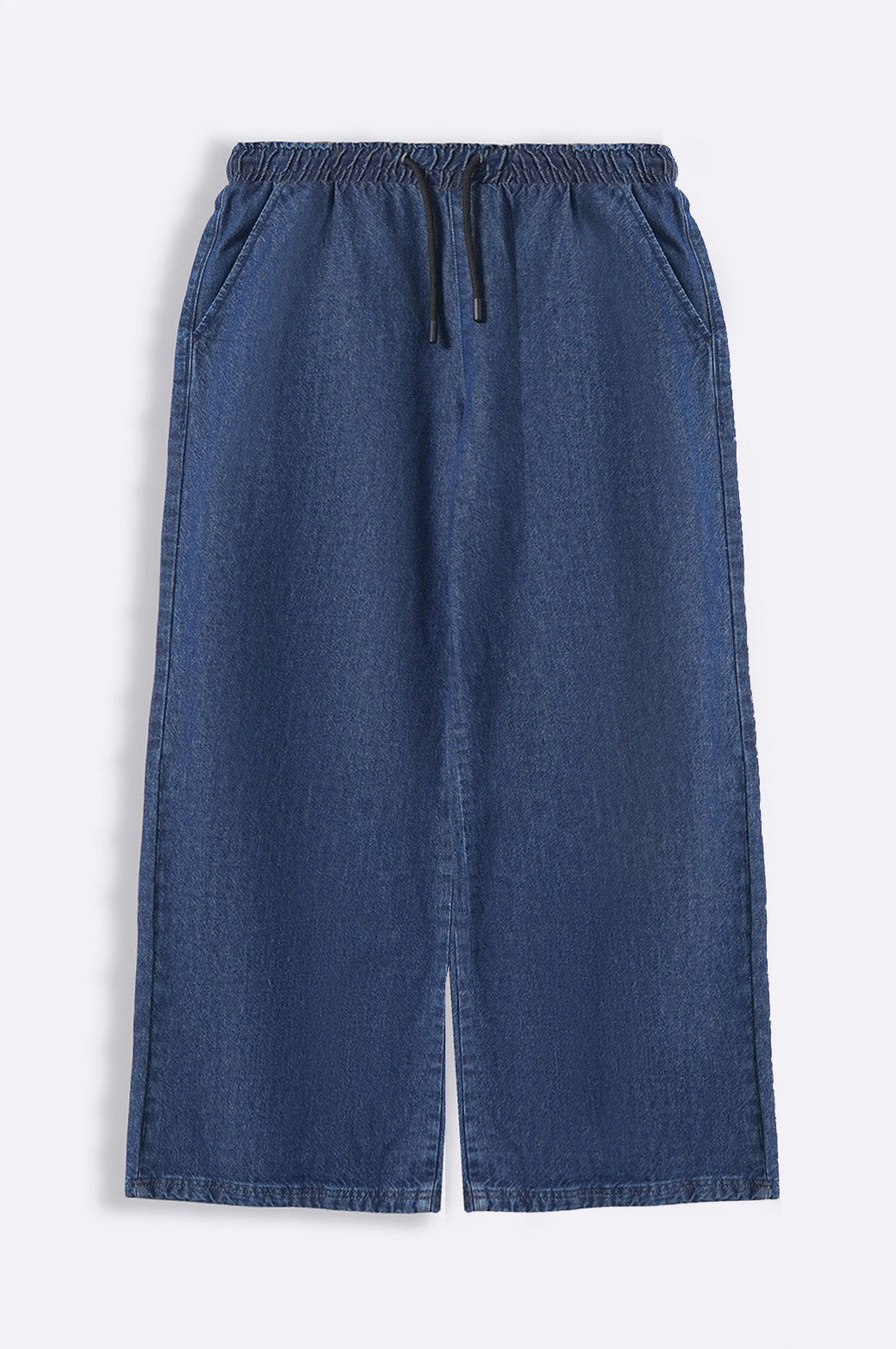 DARK BLUE CURVE STRETCHY WAIST WIDE JEANS
