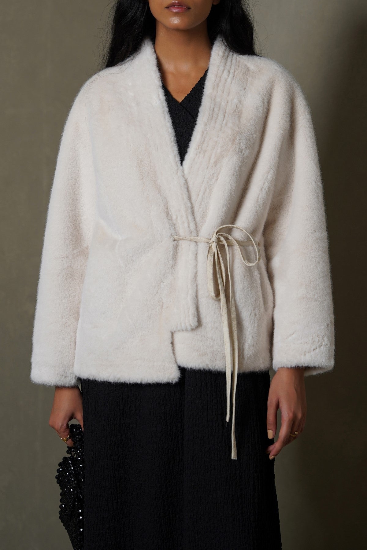 OFF WHITE LUXE FUR WRAP COAT