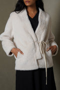 OFF WHITE LUXE FUR WRAP COAT